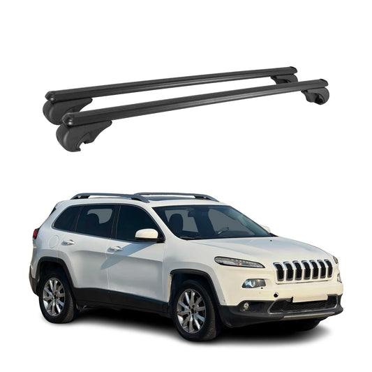 Dachträger Grundtäger für Jeep Cherokee KL 2014-2023 75kg Alu Schwarz 2 tlg