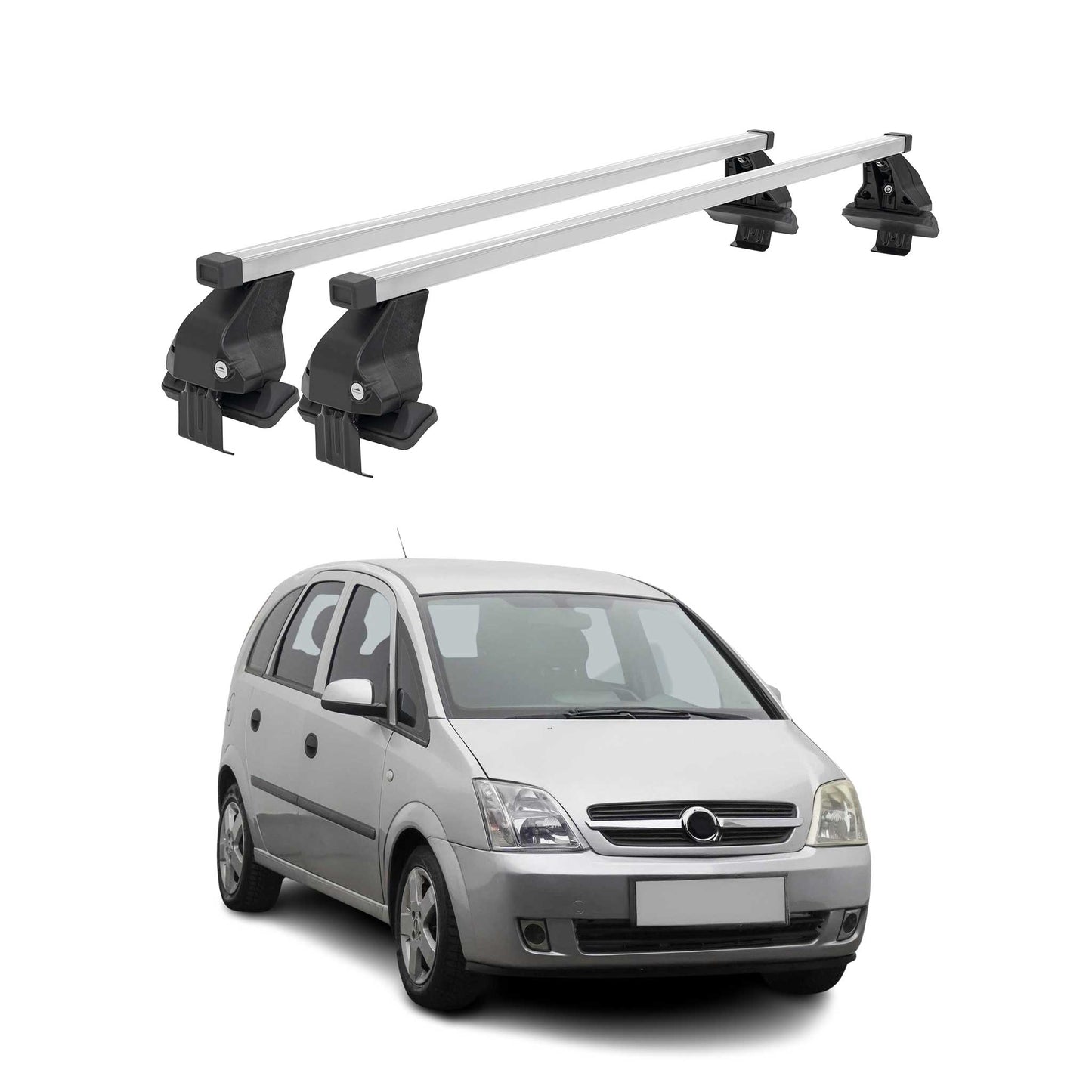 Menabo Dachträger Grundtäger für Opel Meriva 2003-2010 50kg Stahl Silber 2 tlg