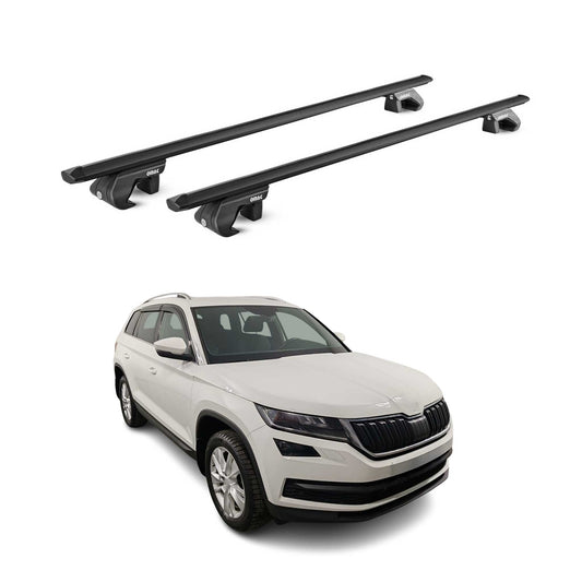 Portbagaj de plafon pentru Skoda Kodiaq 2016-2024 90kg aluminiu negru 2 piese ABE