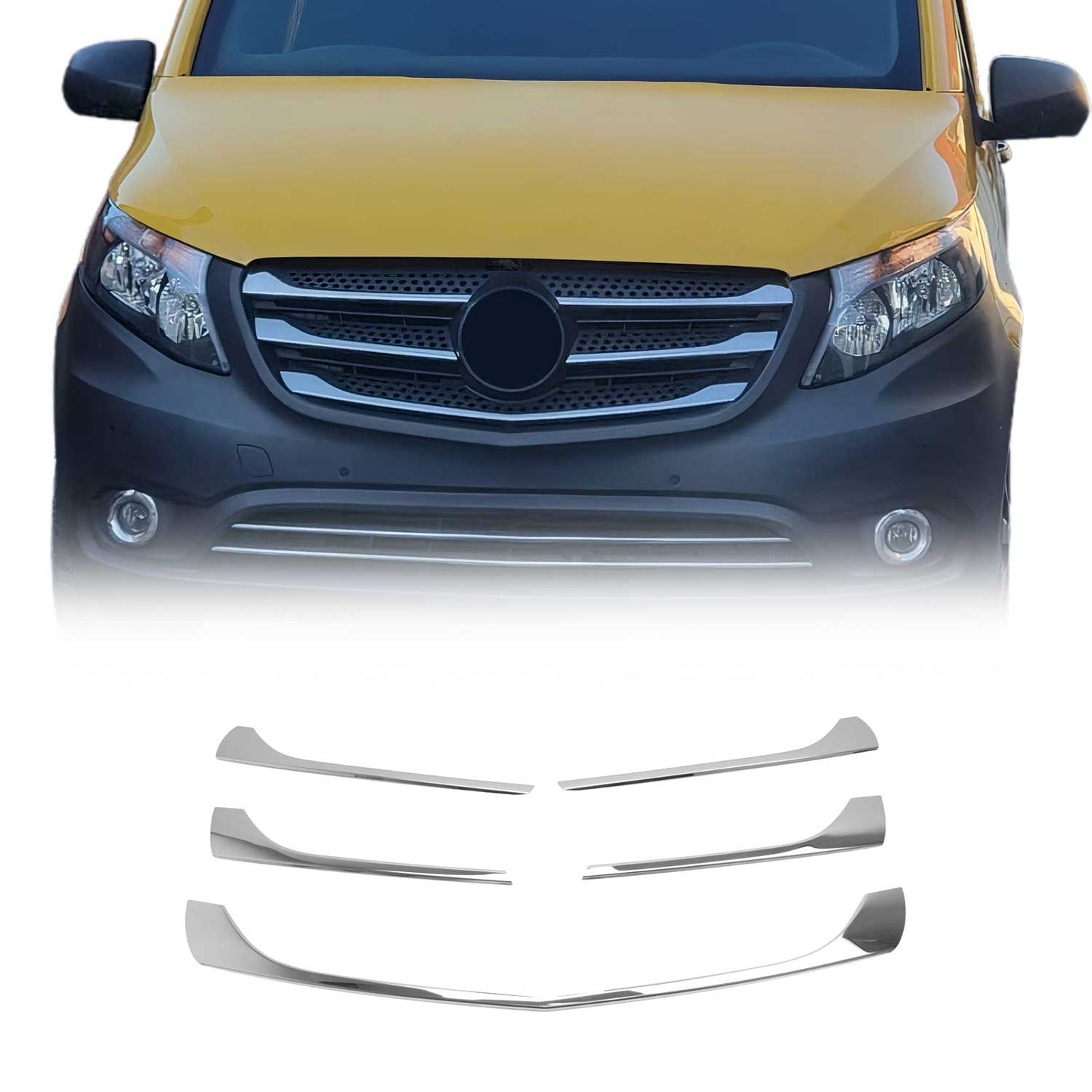Benzi decorative grilă radiator pentru Mercedes Vito W447 2014-2019, cromate, 5x