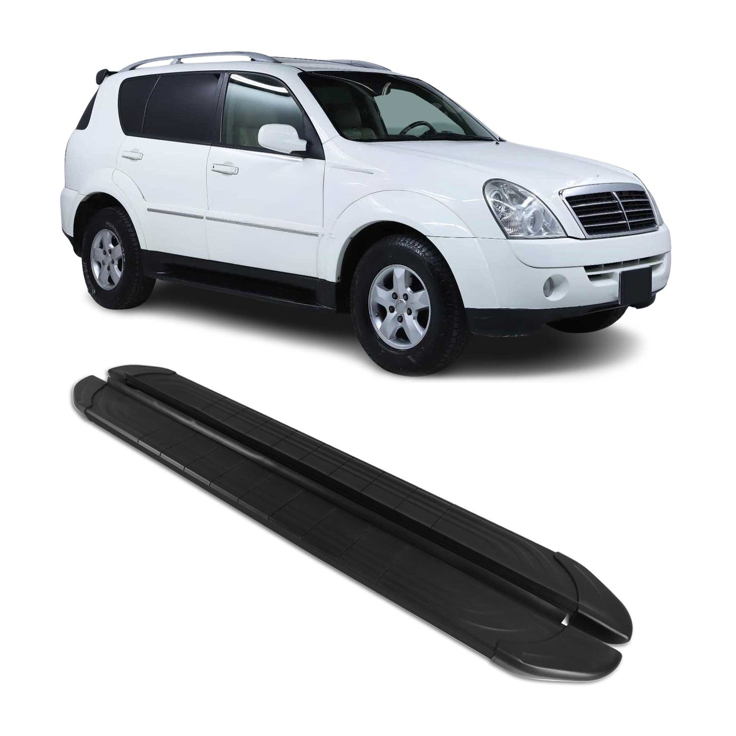 Trittbretter Seitenschweller für Ssangyong Rexton 2005-2012 Aluminium Schwarz 2x