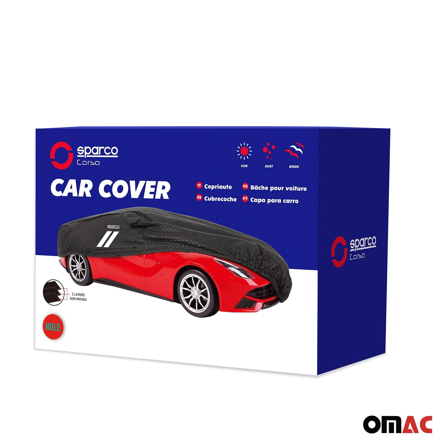 SPARCO Auto Schutzhülle Autoabdeckung Schwarz Vollgarage Abdeckung Autogarage XL