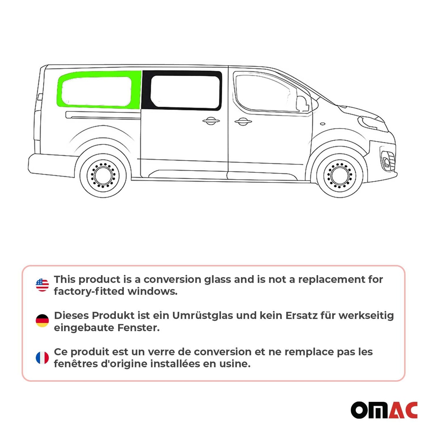 Seitenfenster Auto Fenster für Citroen Jumpy 2017-2025 Schiebetür Rechts L3