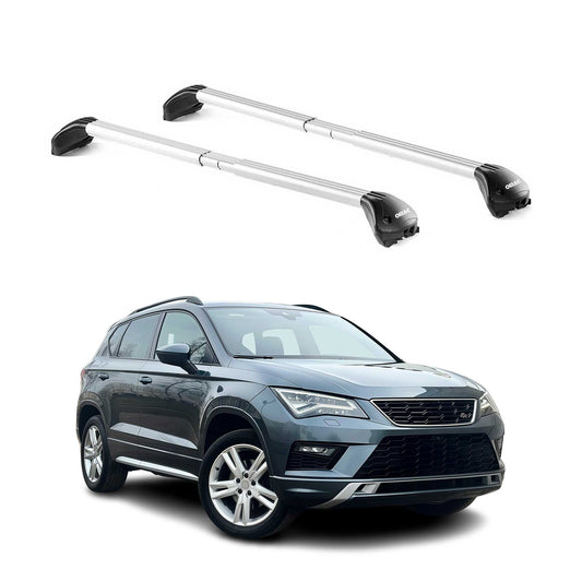 Portbagaj de plafon pentru Seat Ateca 2016-2025 5 uși 100 kg aluminiu argintiu 2 piese ABE