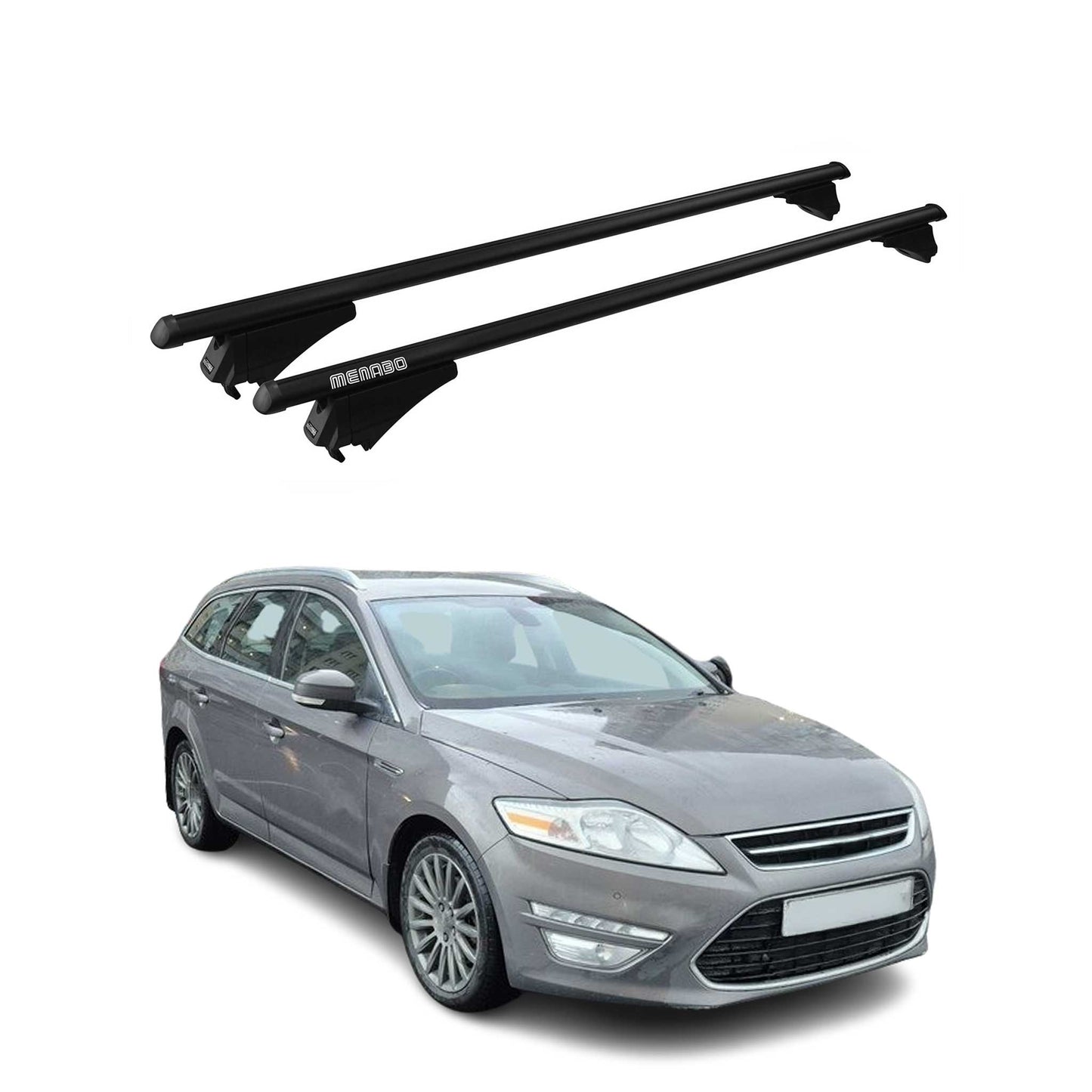 Bagażnik dachowy Menabo Base Carrier do Forda Mondeo mk4 Wagon 2010-14 ABE Aluminium Czarny