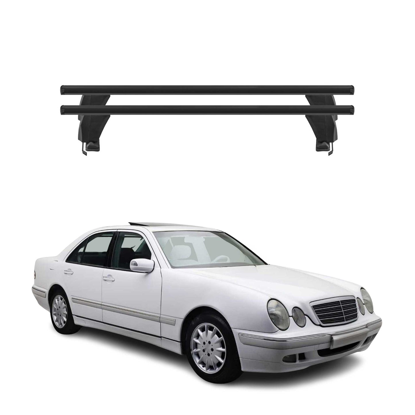 Menabo Dachträger für Mercedes E Klasse W210 Limo 1995-2003 50kg Alu Schwarz 2x