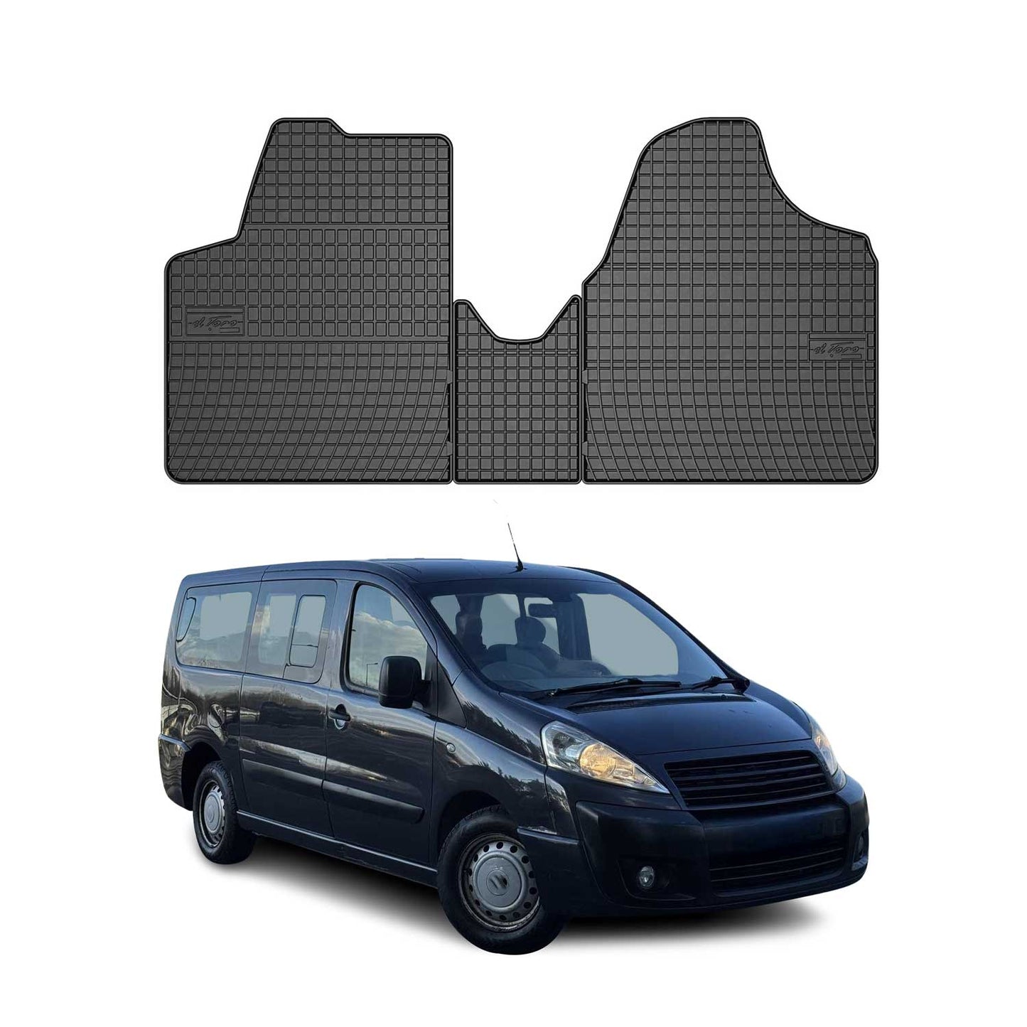 OMAC Gummi Fußmatten für Fiat Scudo 2 2006-2016 1.Sitzreihe TPE Schwarz 3x