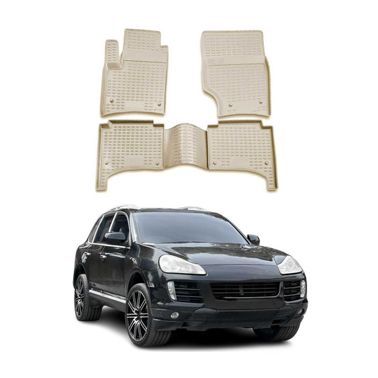 OMAC Gummimatten Fußmatten für Porsche Cayenne 2002-2010 TPE Automatten Beige 4x