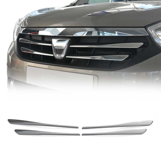 Benzi decorative grilă radiator Dacia Lodgy 2012-2017, oțel inoxidabil, argintiu, 4 bucăți