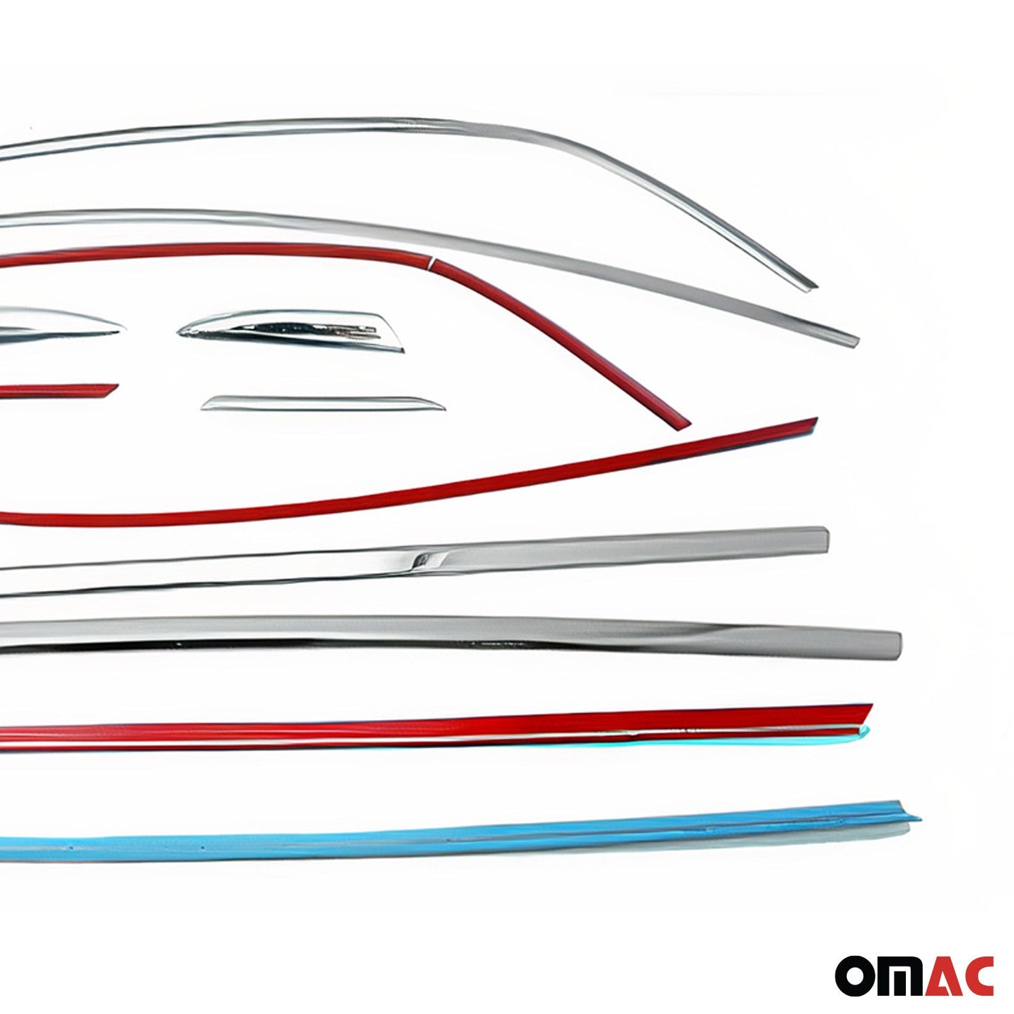 Benzi decorative pentru geamuri Renault Megane Sedan 2016-2025, oțel inoxidabil cromat, 12 buc.