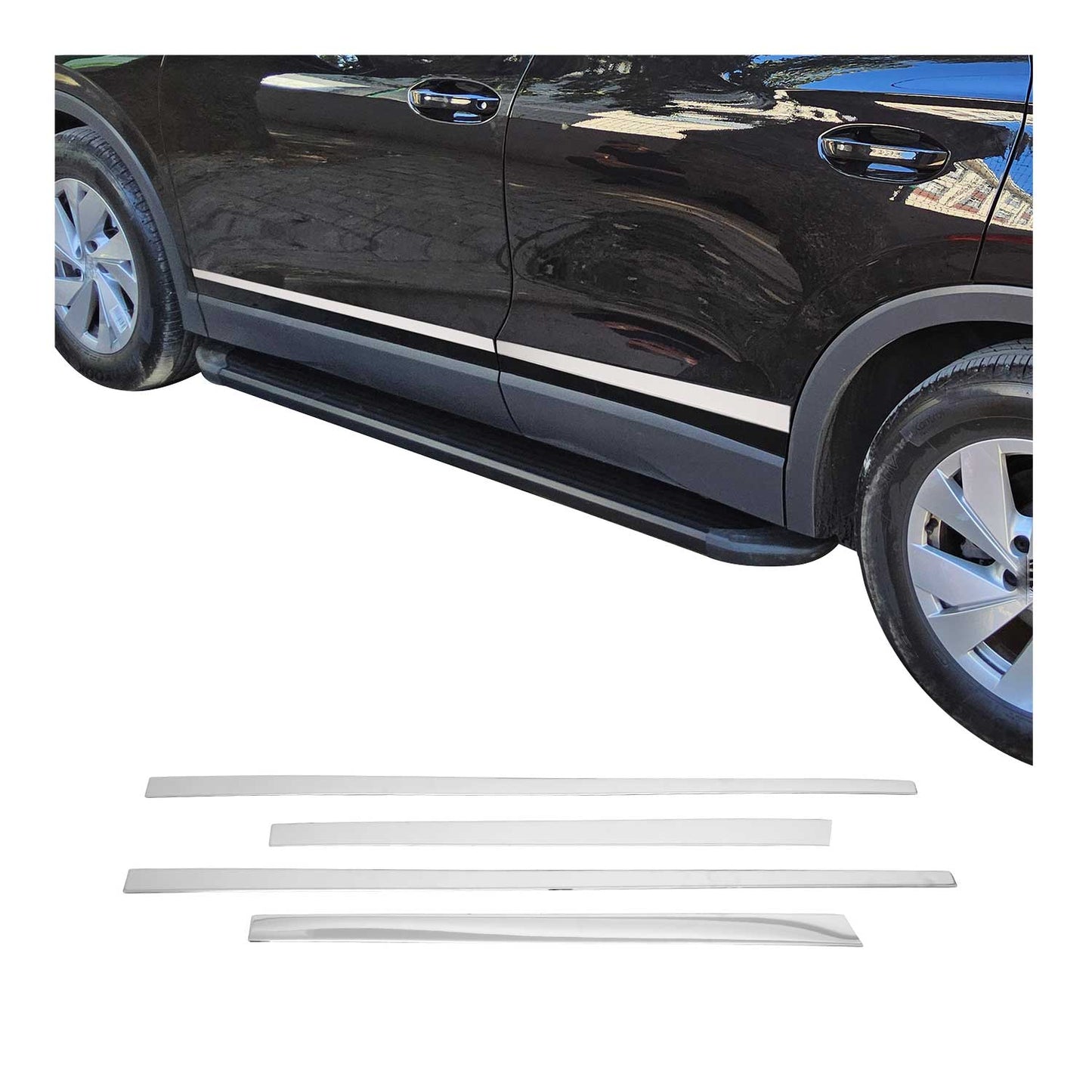 Seitentürleiste Türschutzleiste für VW Tiguan mk3 2024-2025 Edelstahl Chrom 4tlg