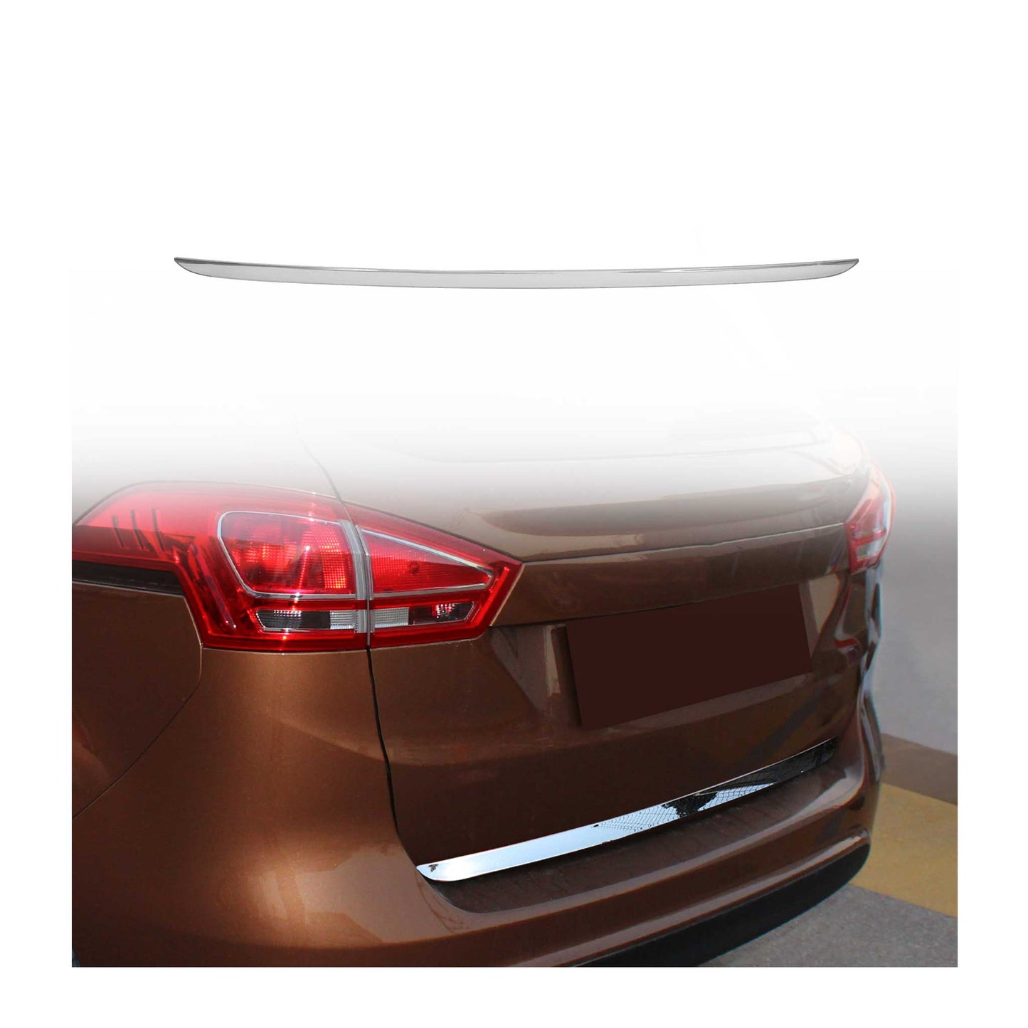 Bandă decorativă portbagaj pentru hayon, pentru Ford B-Max 2012-2021, oțel inoxidabil cromat