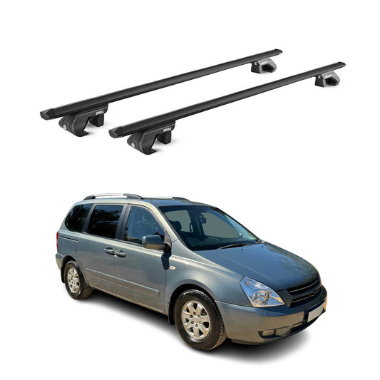 Dachträger Grundtäger für Kia Carnival 2005-2014 5 tür 90kg Alu Schwarz 2x ABE