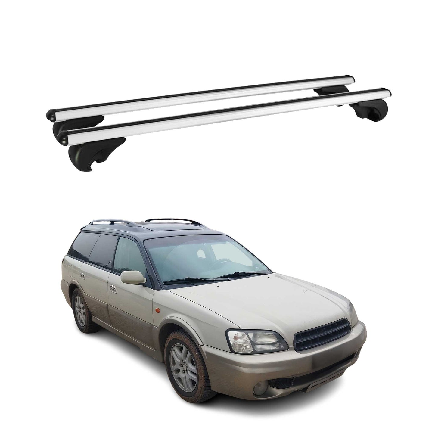 Portbagaj de plafon pentru Subaru Outback 1995-2003 75kg aluminiu argintiu 2 buc