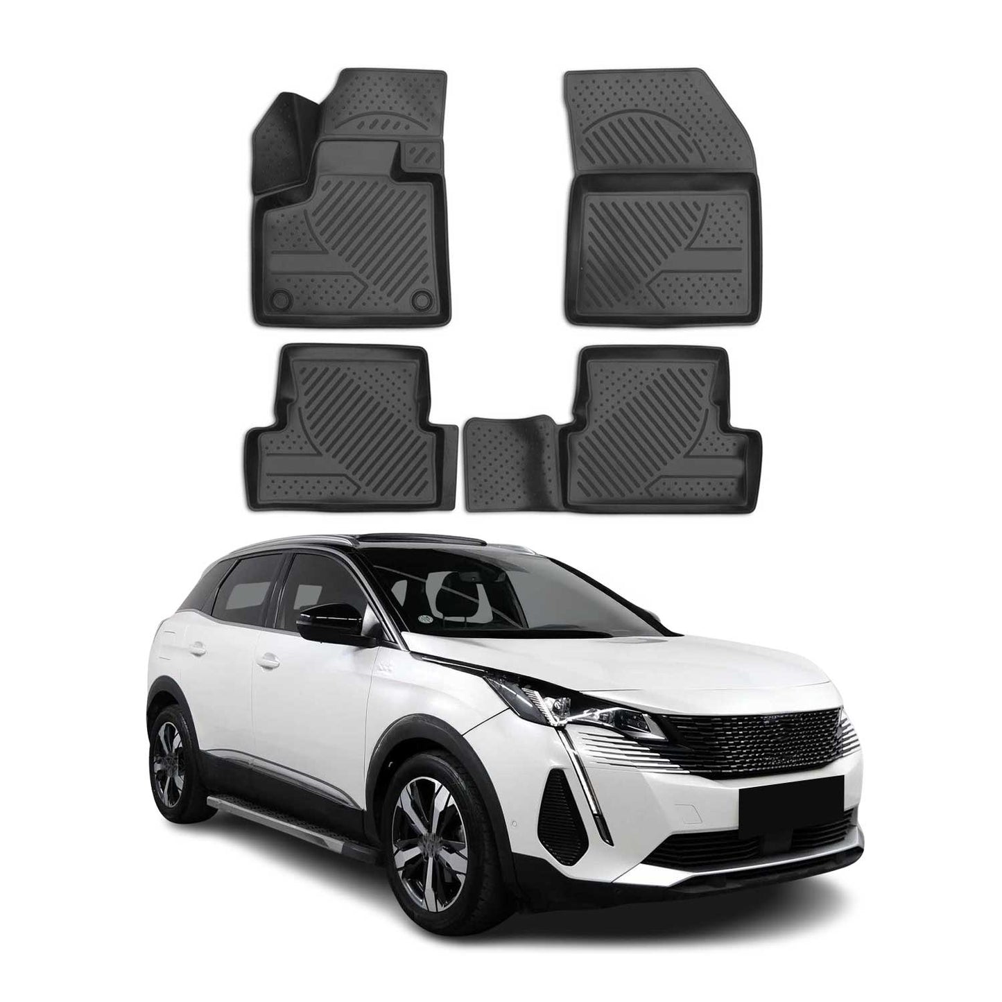 2016-2024 Peugeot 3008 Fußmatten TPE Schwarz 4 tlg