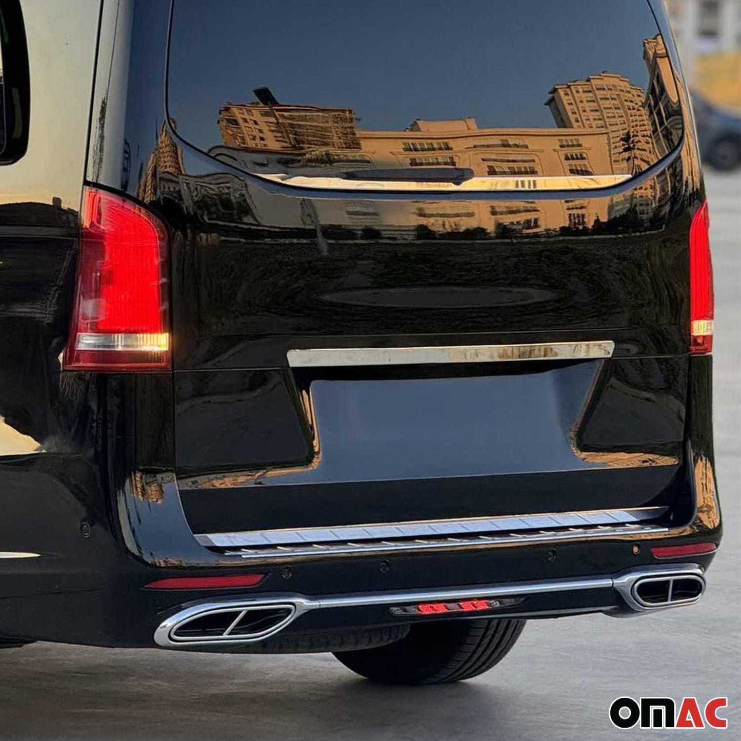 Bandă decorativă portbagaj, bandă decorativă spate pentru Mercedes Clasa W447 2014-2025, oțel inoxidabil cromat