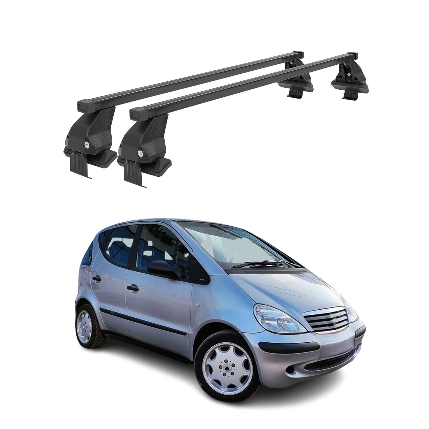 Menabo Dachträger für Mercedes A Klasse W168 1997-2004 50kg Stahl Schwarz 2x