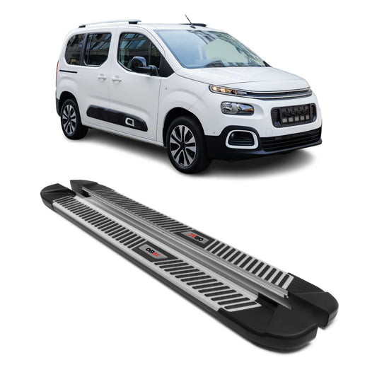 Trittbretter für Citroen Berlingo III 2018-25 Kombi L1 Kurzer Alu Schwarz-Silber