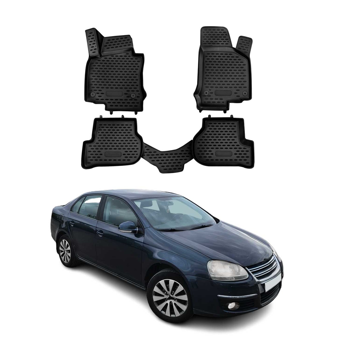 OMAC Gummimatten Fußmatten für VW Jetta 2004-2010 TPE Automatten Schwarz 4x
