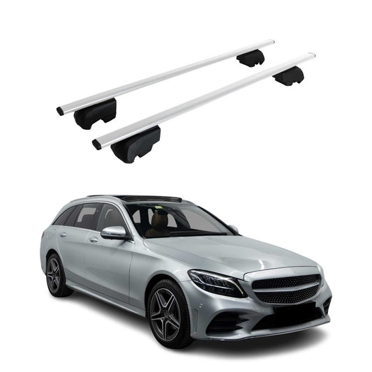 Dachträger Gepäckträger für Mercedes C-Klasse S205 2014-2021 ABE Silber 2x