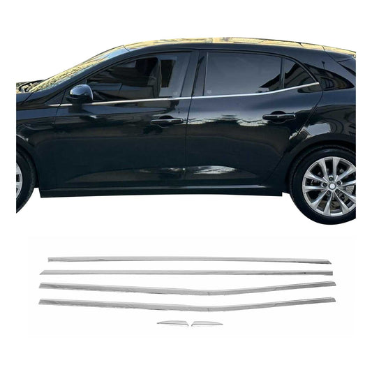 Benzi decorative pentru geamuri pentru Renault Megane 2016-2020 hatchback, cromate, 6 bucăți