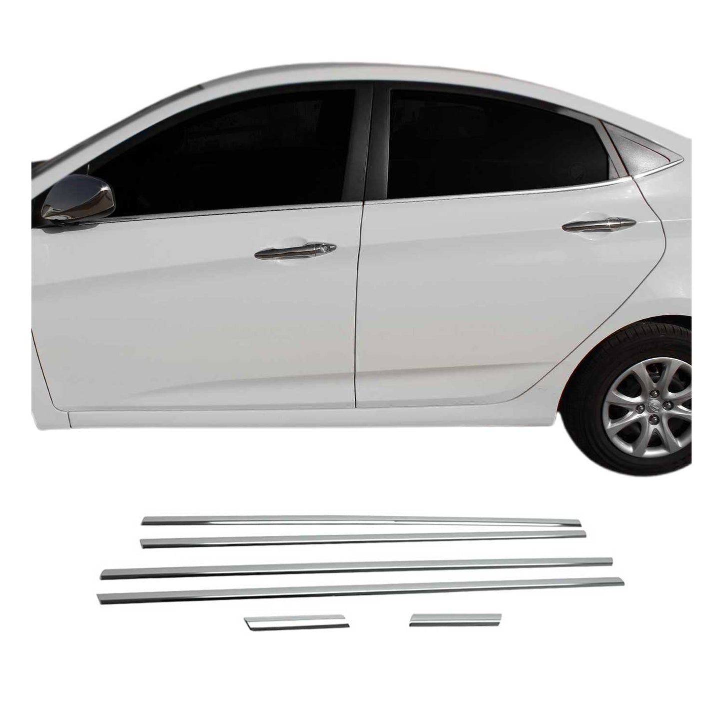 Fensterleisten Zierleisten für Hyundai Accent Blue Solaris 2012-2021 Chrom 6tlg