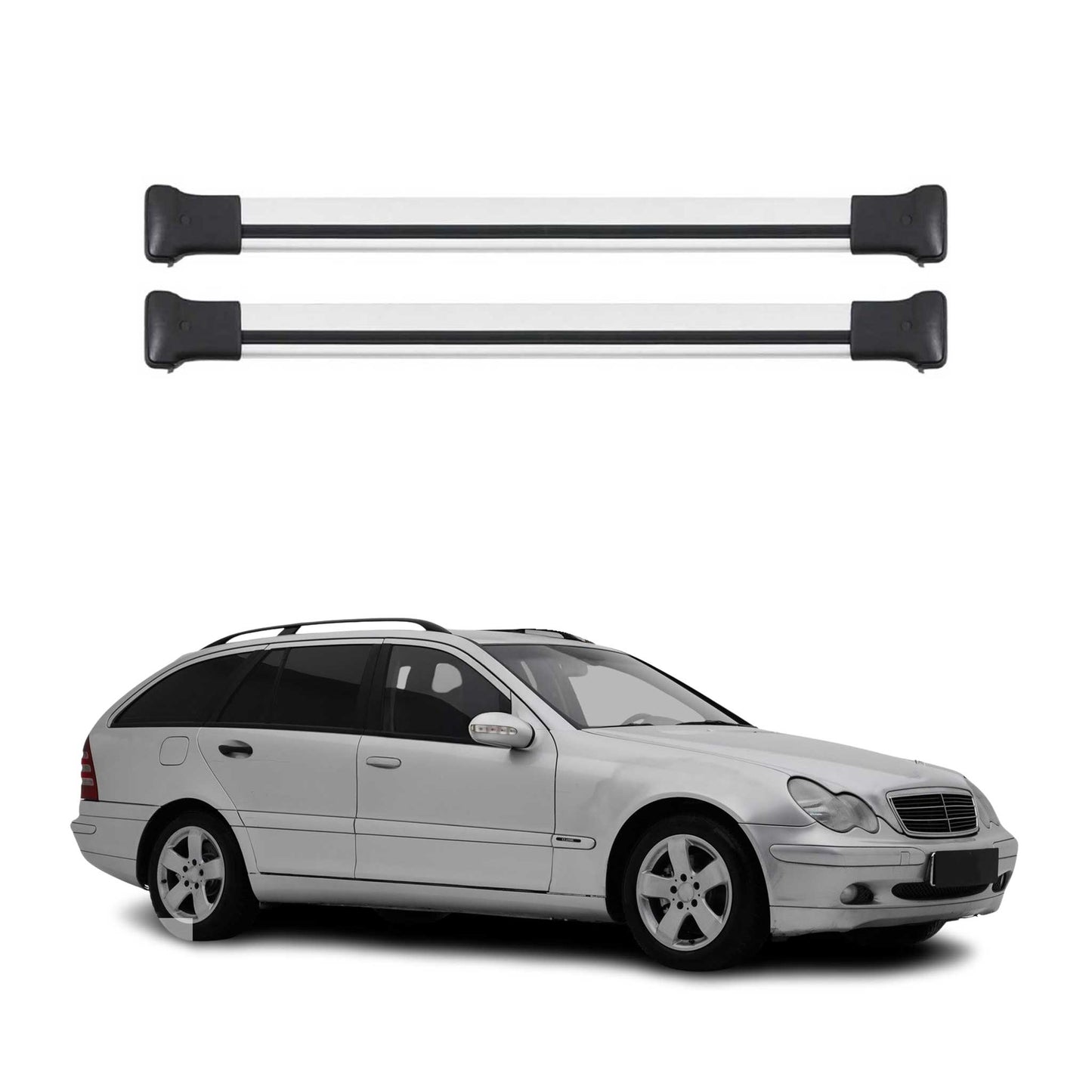 Dachträger für Mercedes C Klasse S203 T-Model 2000-2007 75kg Alu Silber 2tlg