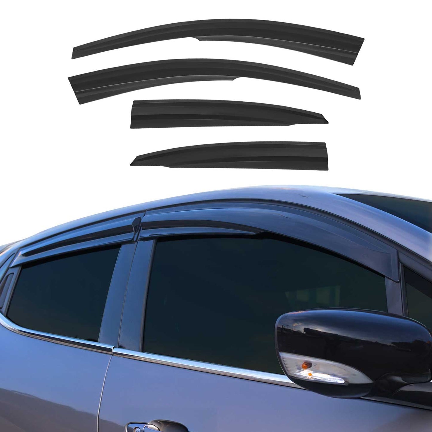 4x Deflectoare de vânt, deflectoare de ploaie pentru Ford Focus 1998-2004, acrilice, închise la culoare