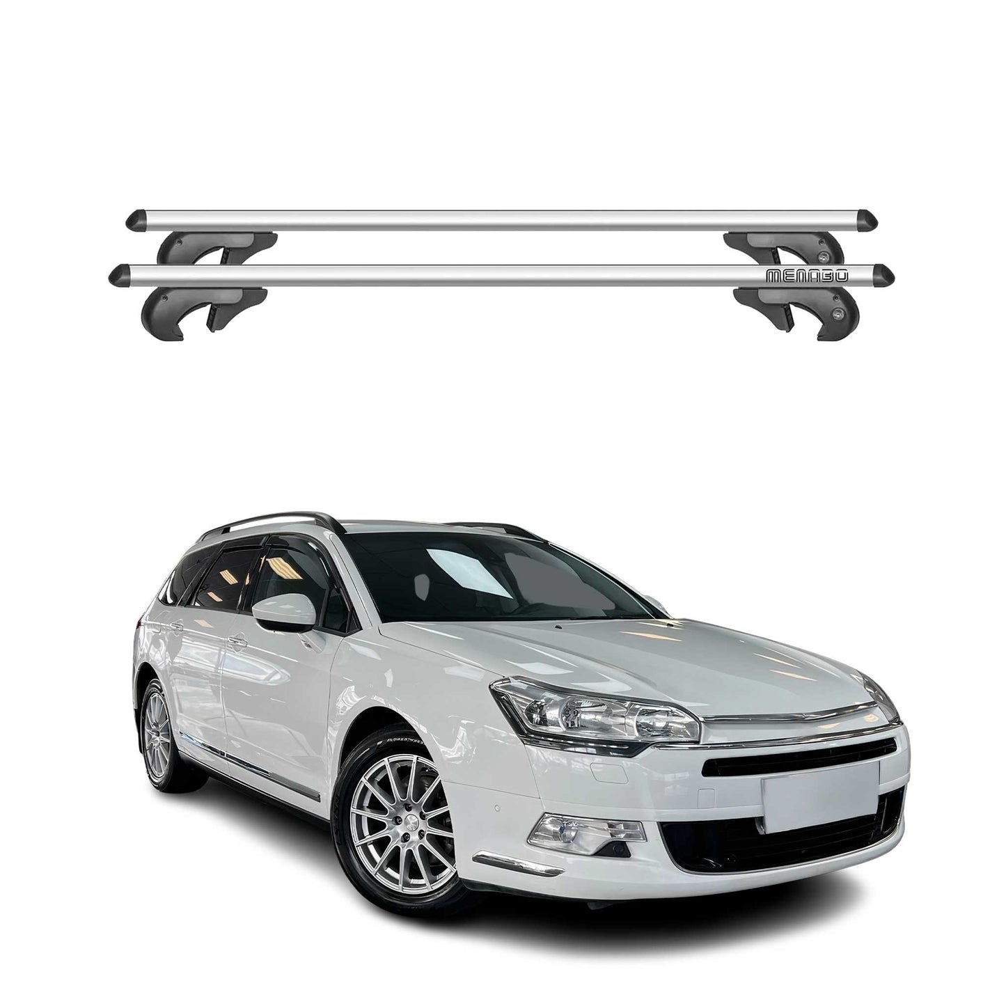 Menabo Dachträger Grundtäger für Citroen C5 Mk2 Tourer 2007-2017 90kg Alu Silber