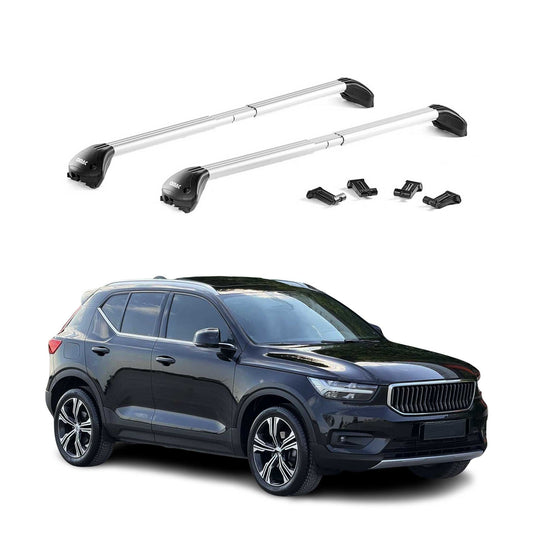 Portbagaj de plafon pentru Volvo XC40 2018-2025 100kg aluminiu argintiu 2x ABE