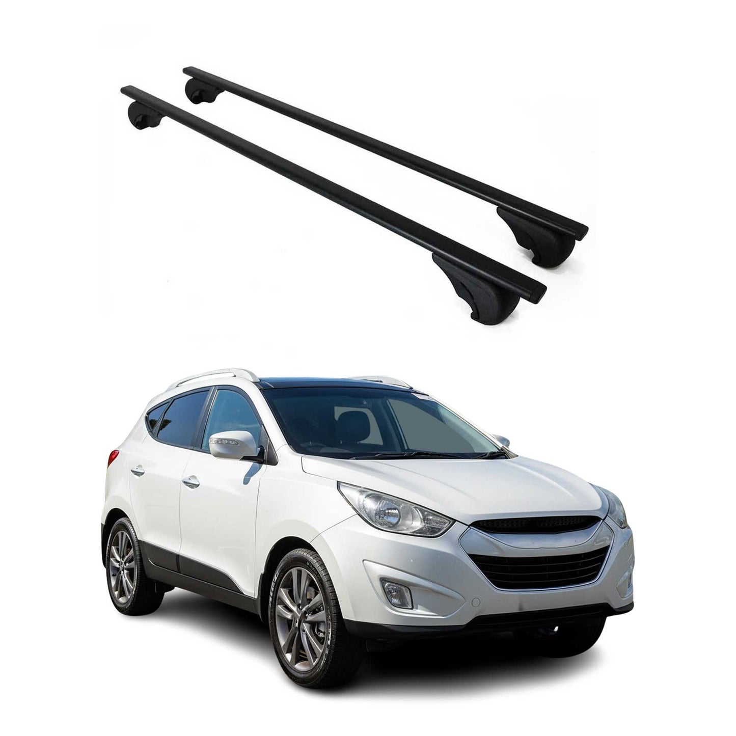 Portbagaj de plafon pentru Hyundai ix35 2010-2015 75kg, negru metalic, 2 buc.
