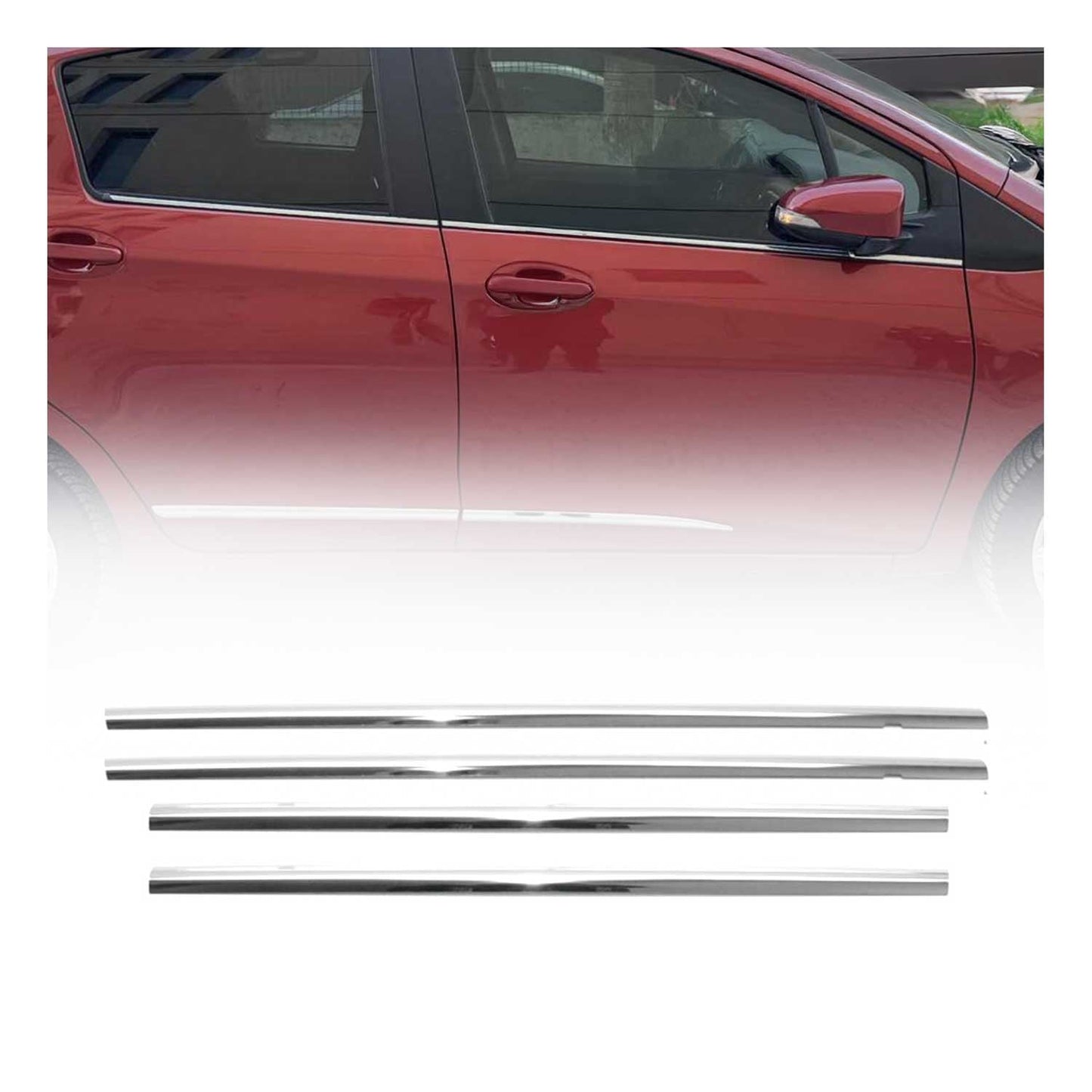 Benzi decorative pentru geamuri pentru Toyota Yaris hatchback 2012-2020, oțel inoxidabil, set 4 piese