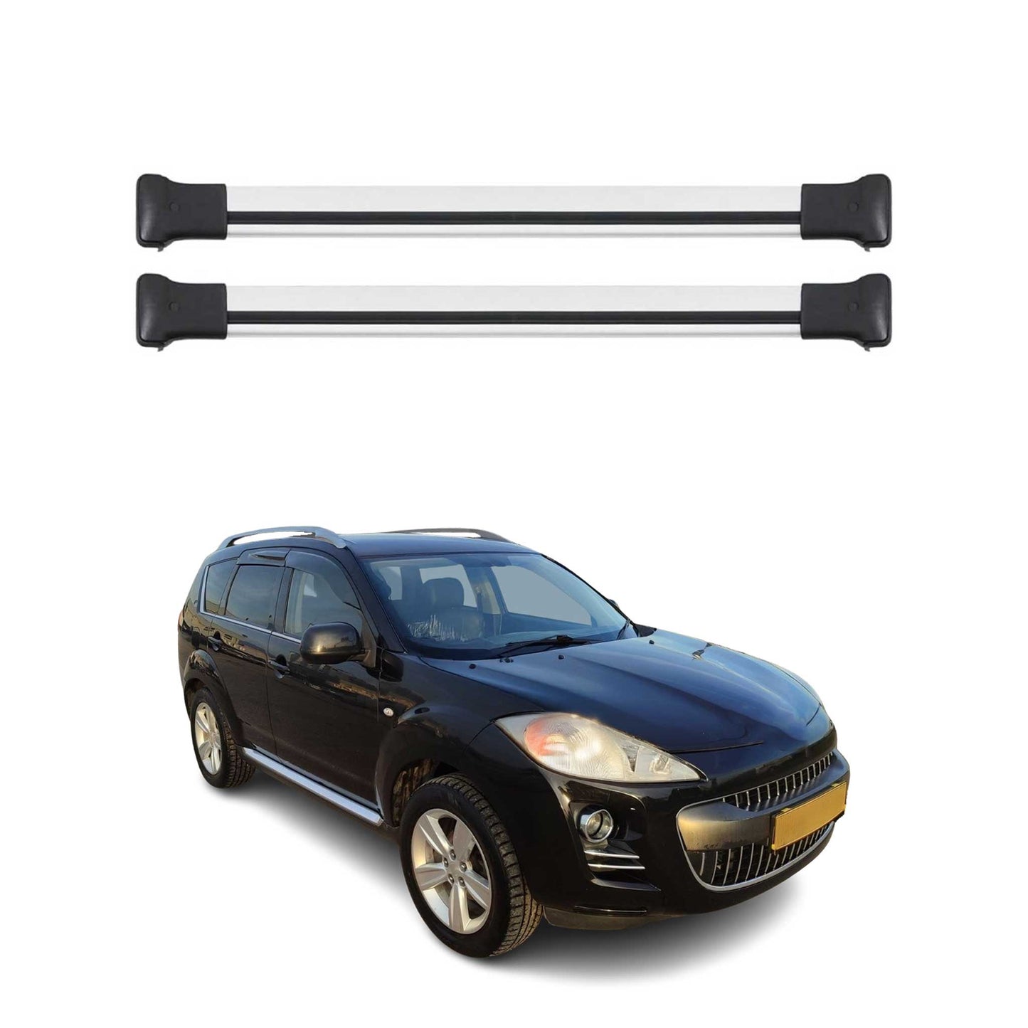 Portbagaj de plafon pentru Peugeot 4007 2007-2012 75kg aluminiu argintiu 2 buc