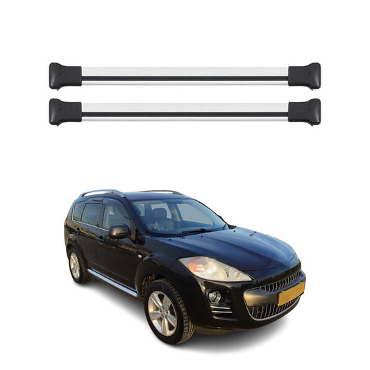 Portbagaj de plafon pentru Peugeot 4007 2007-2012 75kg aluminiu argintiu 2 buc