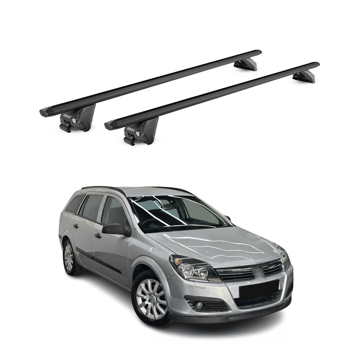 Portbagaj de plafon pentru Opel Astra HJ Estate 2004-2015 100kg aluminiu negru ABE