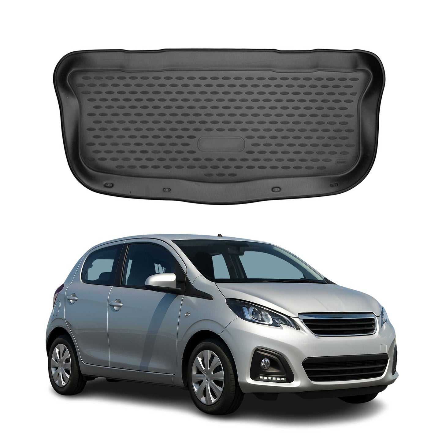 Covoraș portbagaj/tapițerie portbagaj pentru Peugeot 108 2014-2022 5 uși, cauciuc TPE, negru