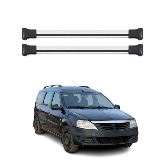 Portbagaj de plafon pentru Dacia Logan MCV mk1 2006-2012 75kg aluminiu argintiu 2 buc