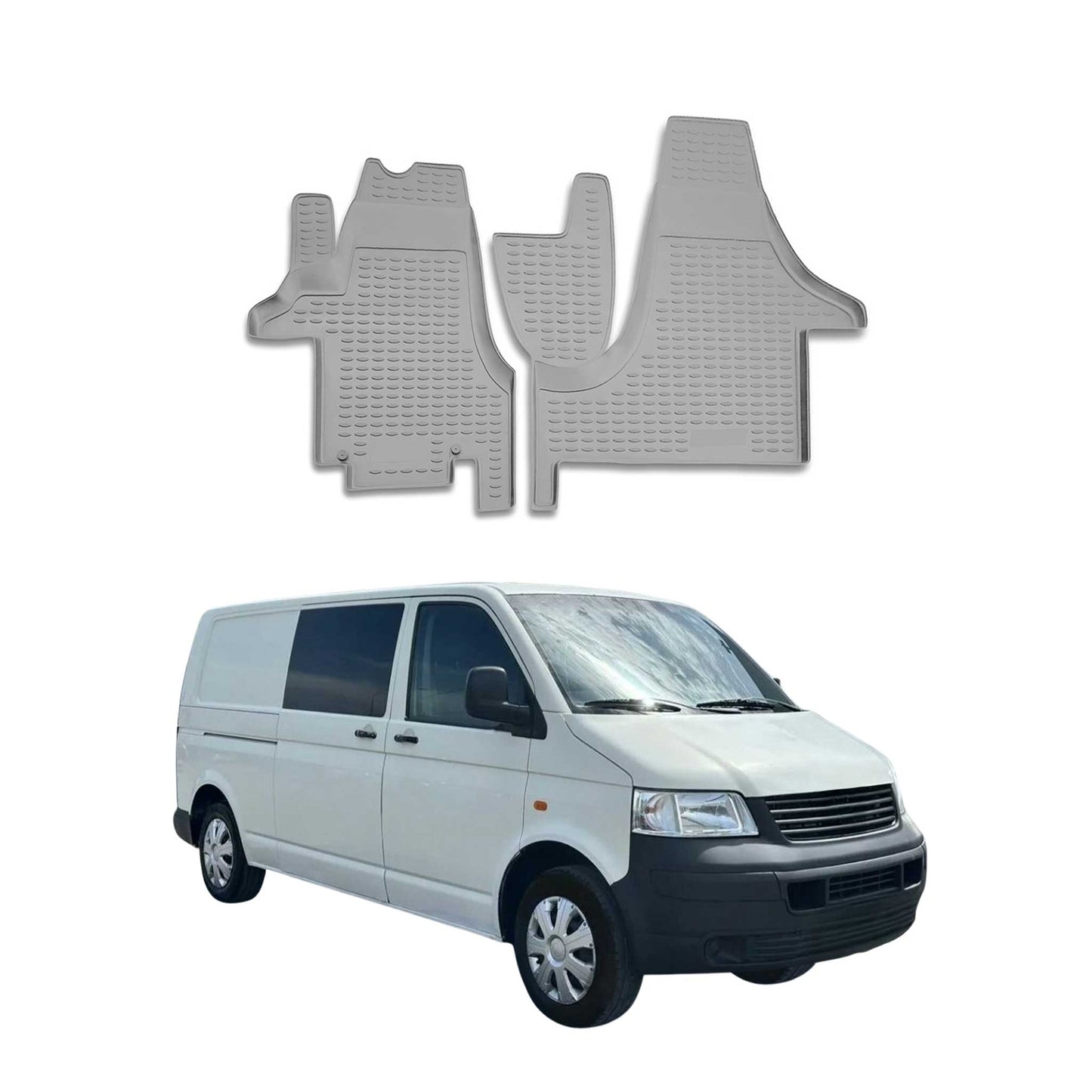 OMAC Gummimatten Fußmatten für VW Transporter T5 2003-2015 TPE Automatte Grau 2x