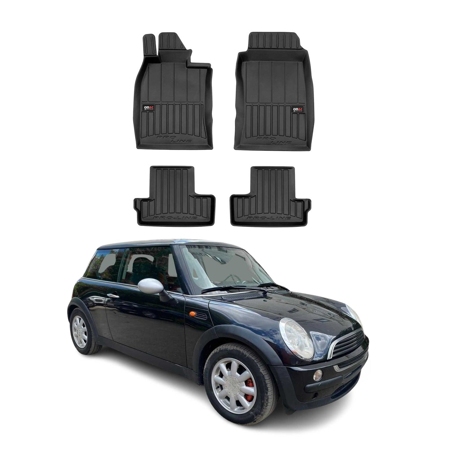OMAC Gummi Fußmatten für Mini Cooper & One R50 R52 R53 2001-2006 Premium TPE 4x
