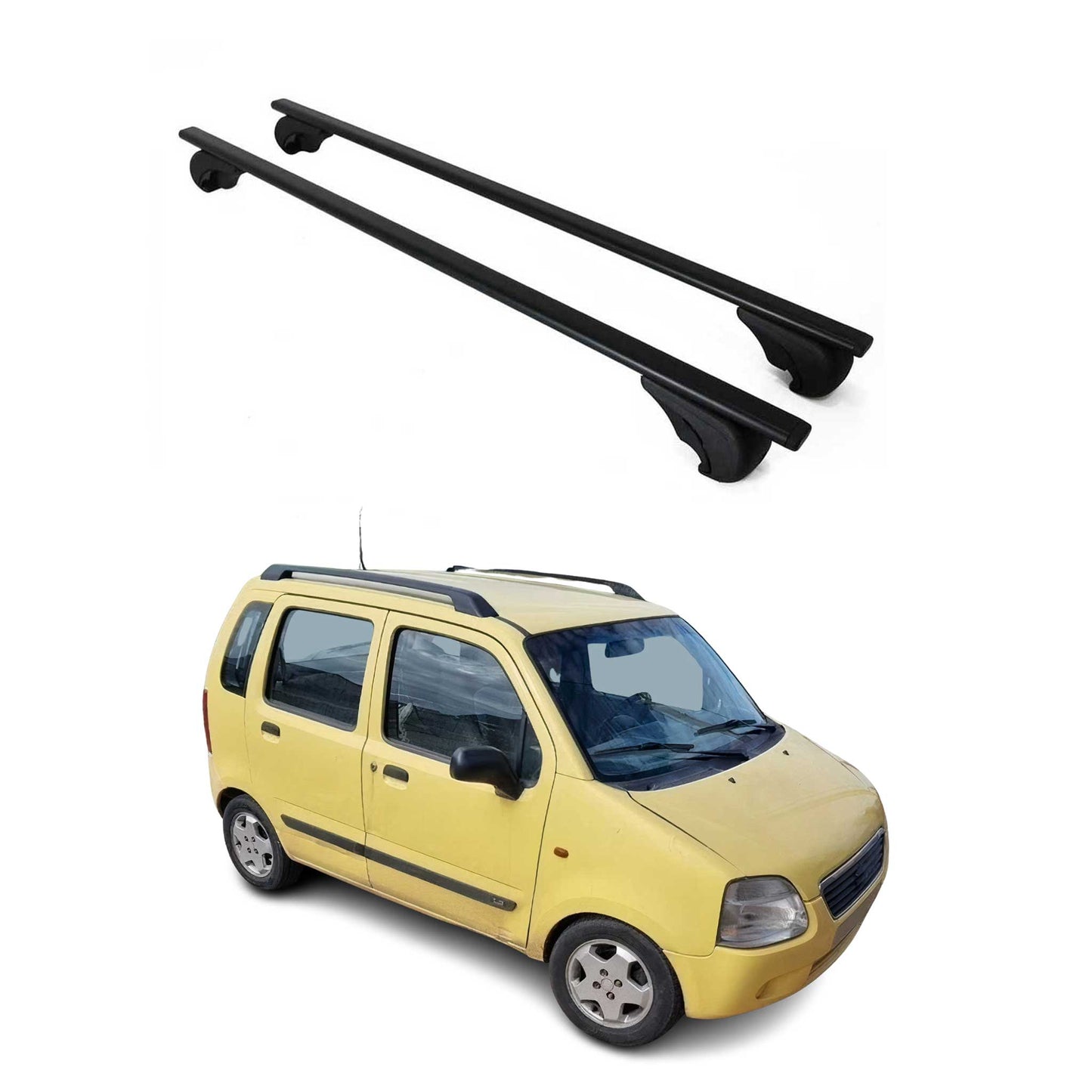 Dachträger Grundtäger für Suzuki Wagon R 1998-2003 75kg Metall Schwarz 2 tlg