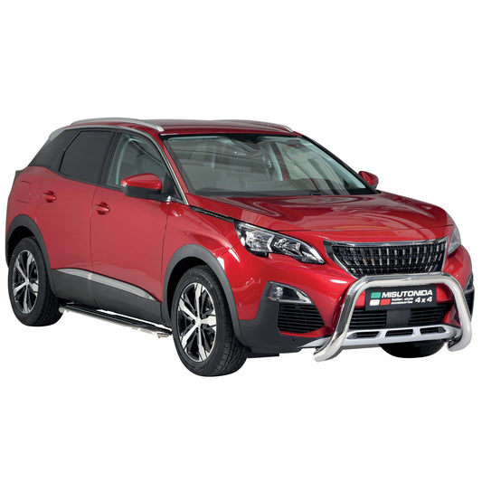 Bară de protecție/buton față pentru Peugeot 3008 2018-2021 ø76mm oțel argintiu protecție