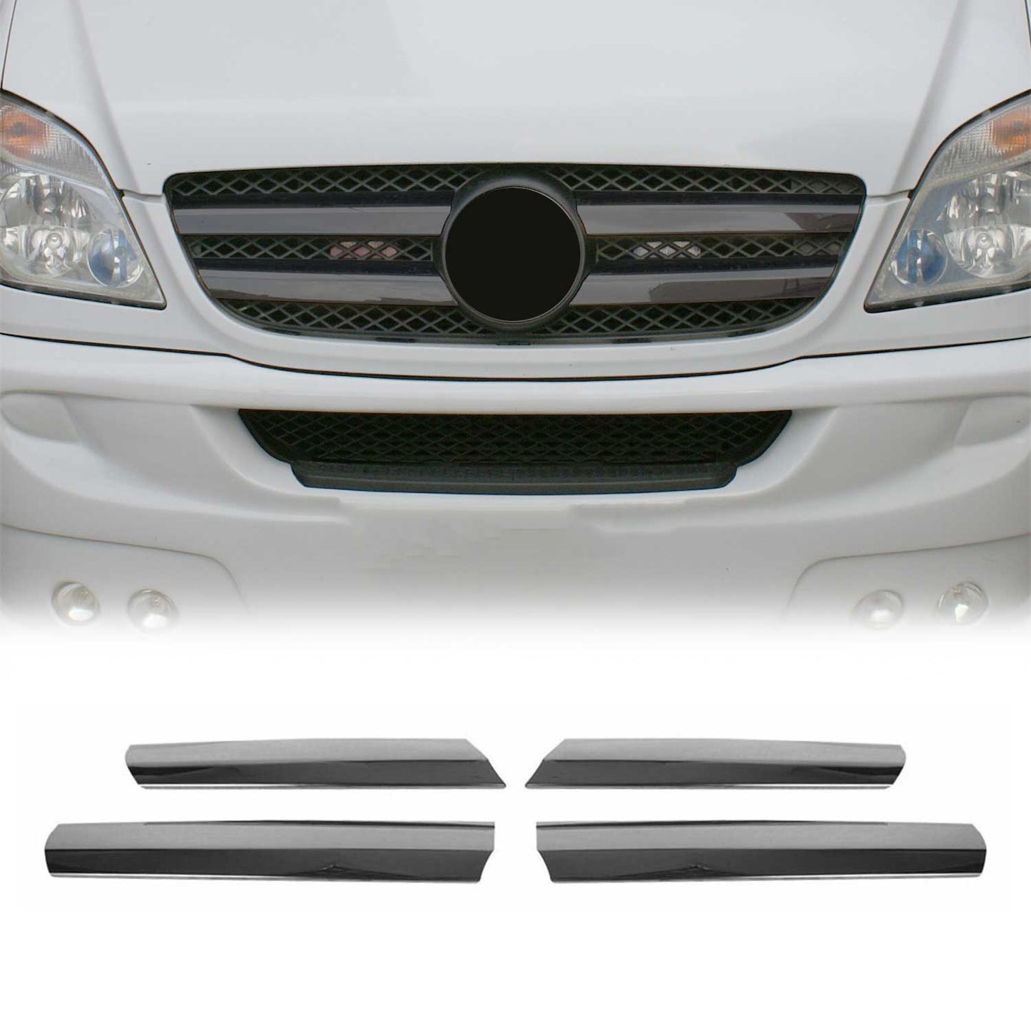 Kühlergrill Grillleisten für Mercedes Sprinter W906 2006-2013 Chrom Dunkel 4x
