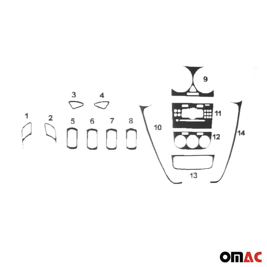 Innenraum Dekor Cockpit für Opel Corsa D 2006-2014 Aluminium Optik 14tlg