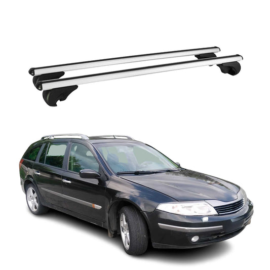 Portbagaj de plafon pentru Renault Laguna Grandtour 2001-2006 75kg aluminiu argintiu 2x