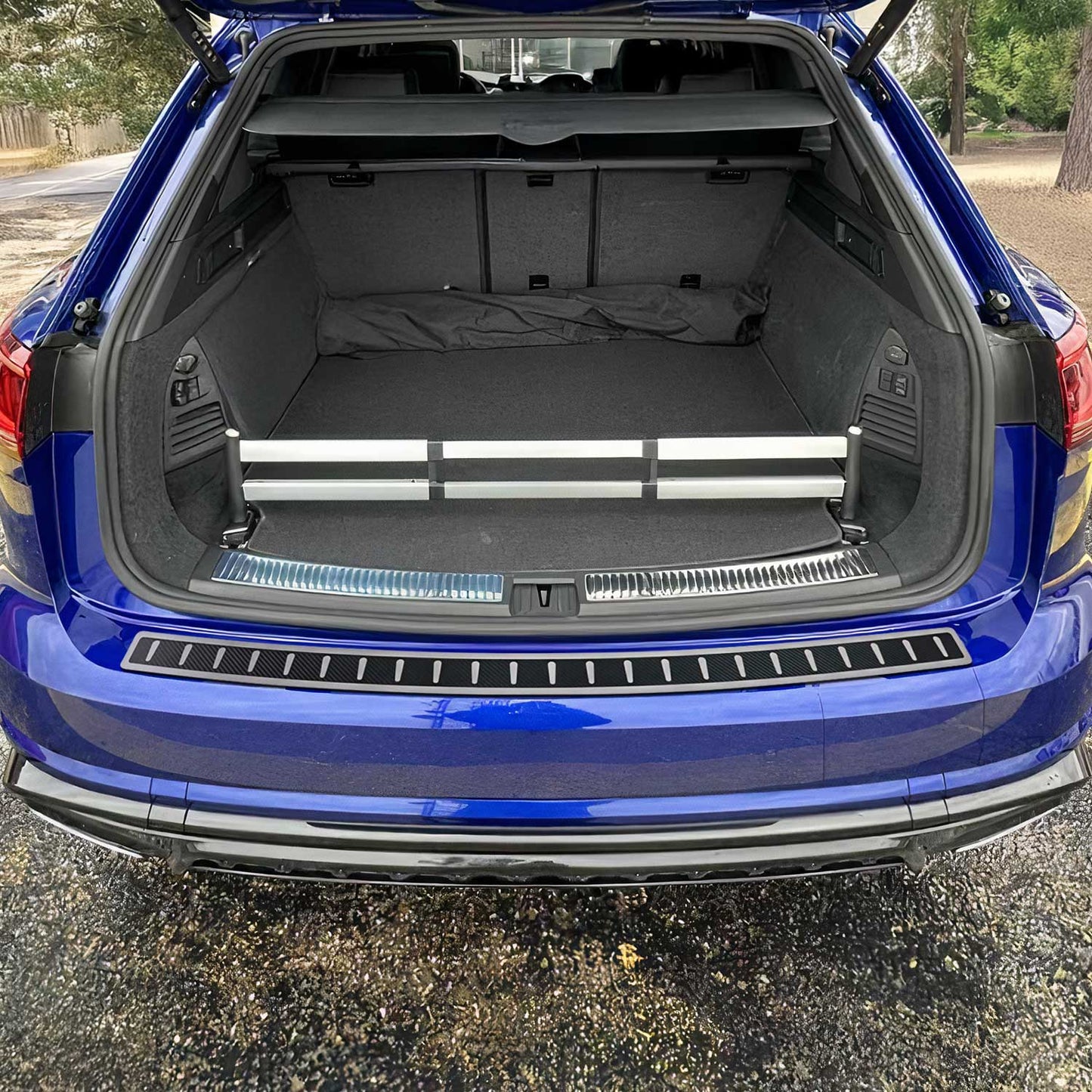 Ladekantenschutz Stoßstange für VW Touareg 2018-2025 Edelstahl Kohlefaserfolien