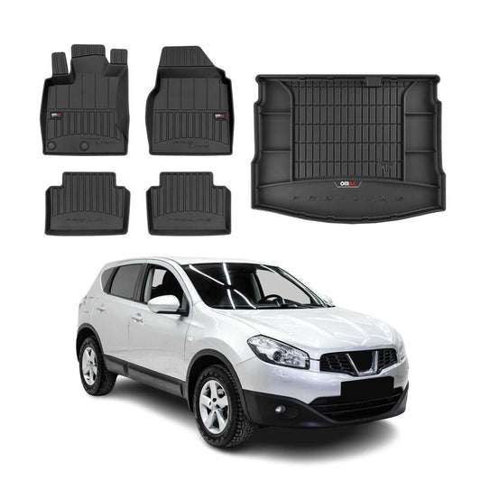 OMAC Fußmatten & Kofferraumwanne Set für Nissan Qashqai 2006-2013 Gummi 5x