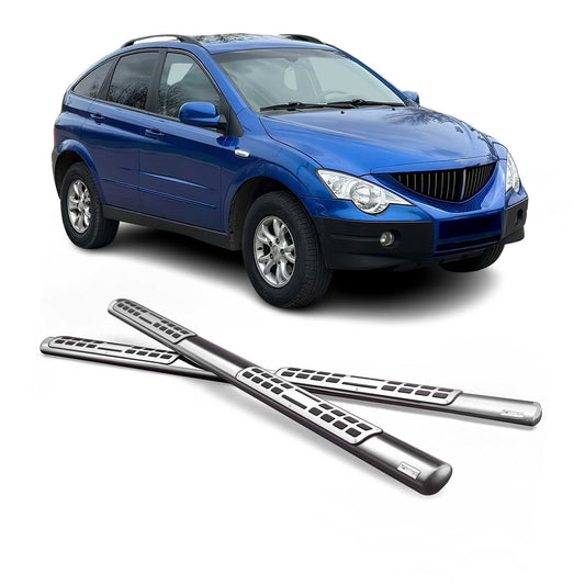 Edelstahl Seitenschweller Schwellerrohre für Ssangyong Actyon 2006-2012 Silber