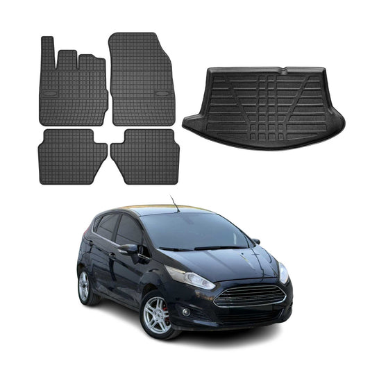 Set covorașe și portbagaj pentru Ford Fiesta hatchback 2008-2017, cauciuc, 5 buc.