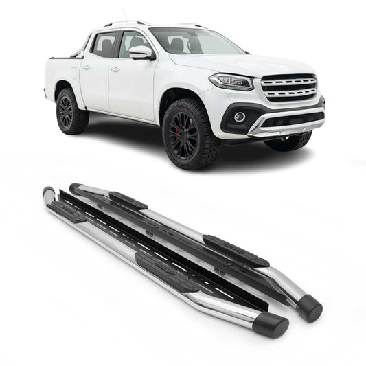 StahlTrittbretter Schwellerrohre für Mercedes X Klasse DoubleCab 2017-2020 Grau