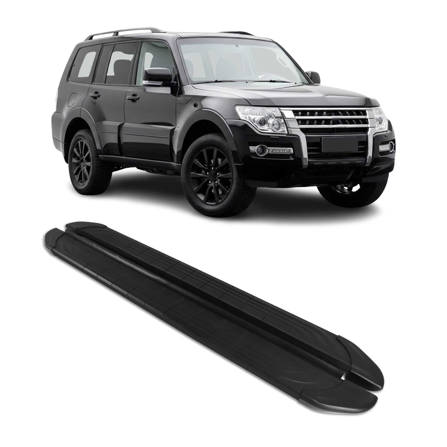 Listwy progowe/nakładki na progi do Mitsubishi Pajero 2007-2025, aluminiowe, czarne